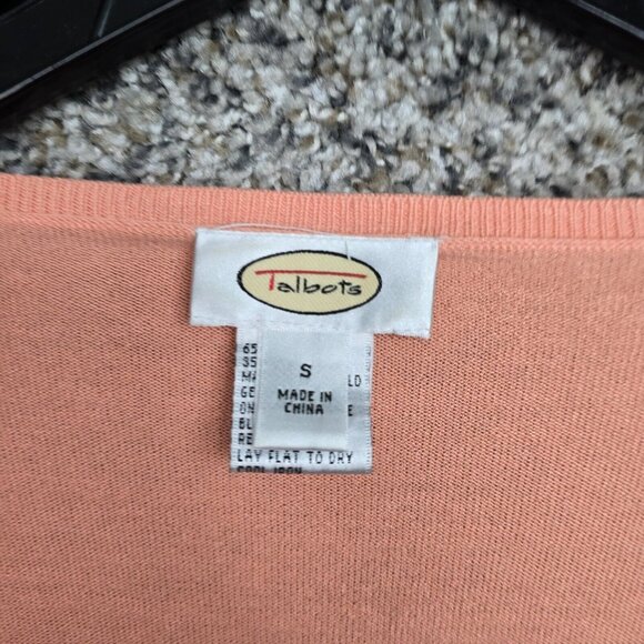 Talbots Sweater Womens Small Peach Scoop Neck 3/4 Sleeve Viscose Nylon Ladies - Picture 6 of 8